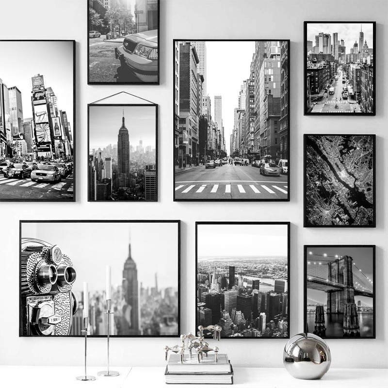 Photography Black And White - 1pc 프레임리스 캔버스 페인팅 뉴욕시 캔버스