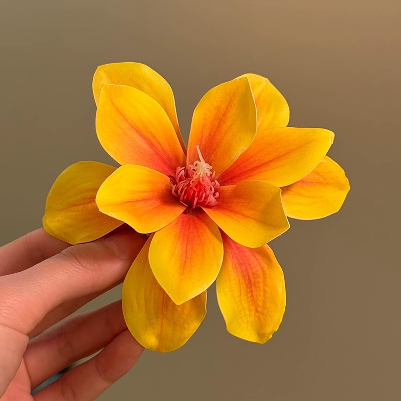 Photography Yellow - 해변 휴가 스타일, 노란 꽃 머리핀,