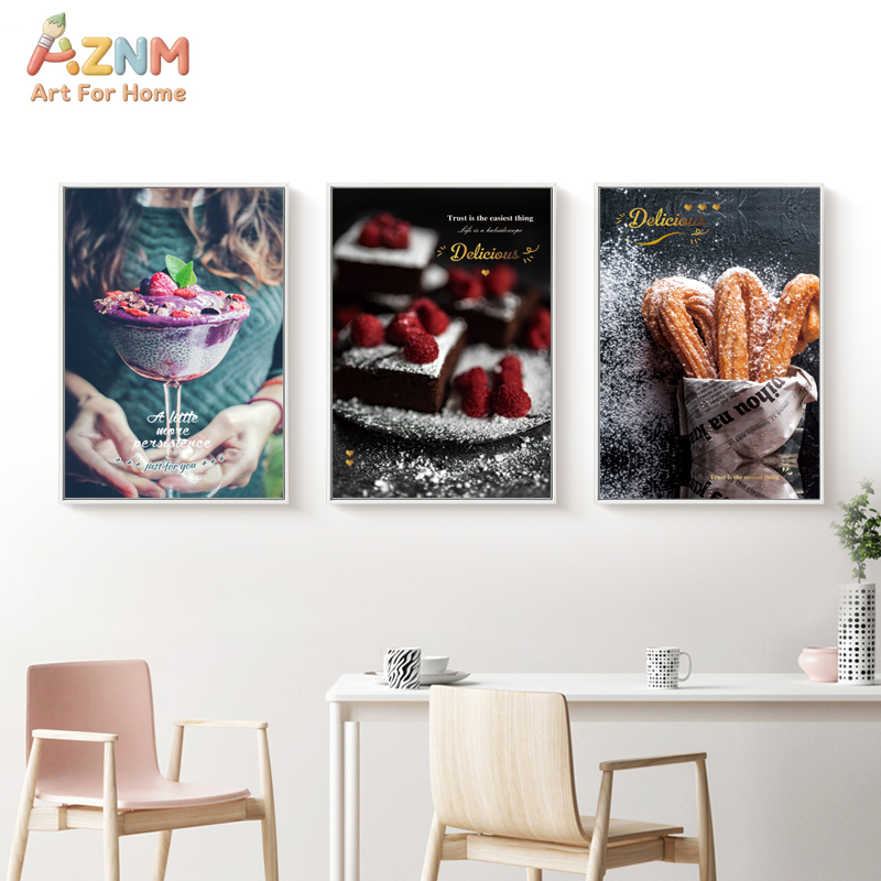 AZNM 3PCS 맛있는 디저트 캔버스 벽 예술 프린트 - Photography Quotes Inspirational 리뷰 및 가격