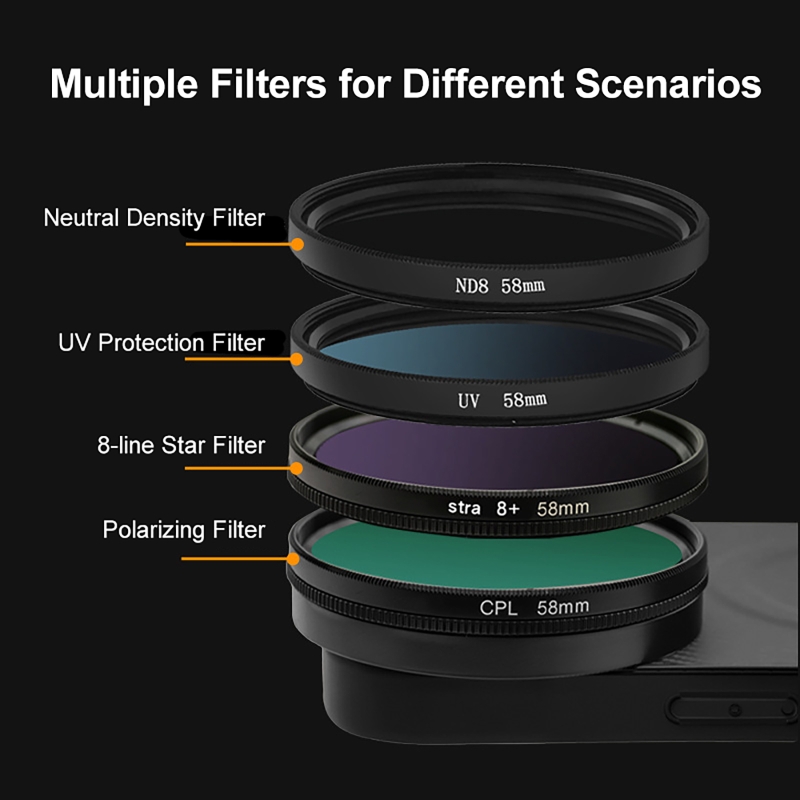 4 in 1 렌즈 58mm 모바일 폰 필터 키트 CPL - Photography Kit 리뷰 및 가격