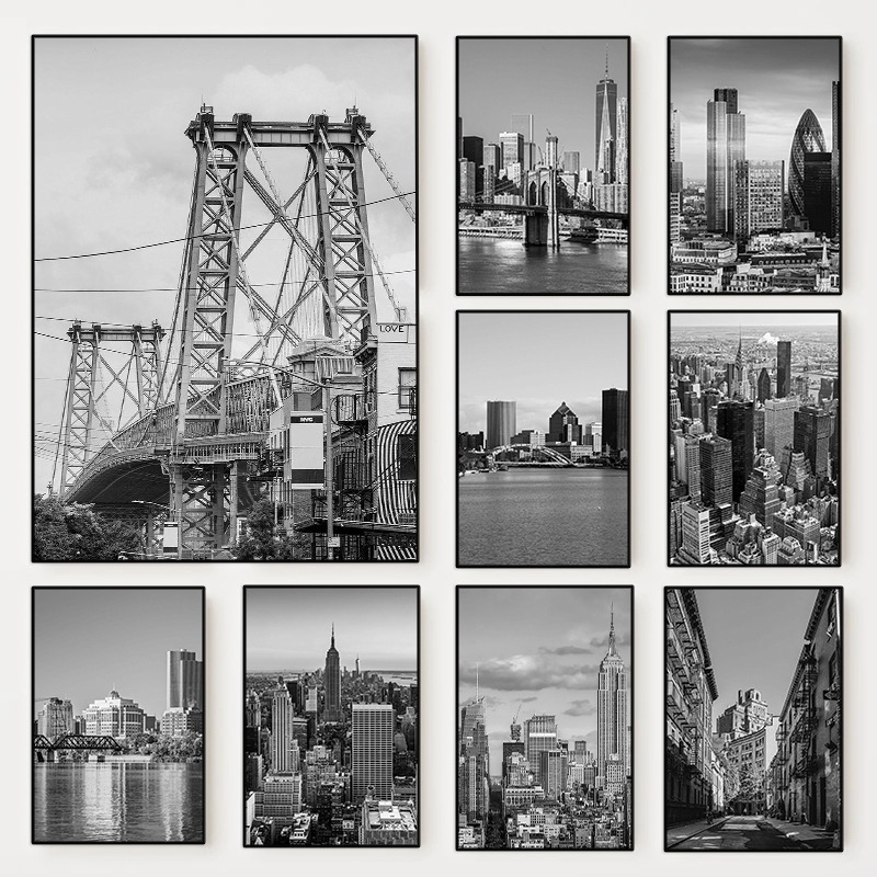 흑백 뉴욕시 사진 포스터 뉴욕 지도 여행 캔버스 그림  - Photography Black And White 리뷰 및 가격