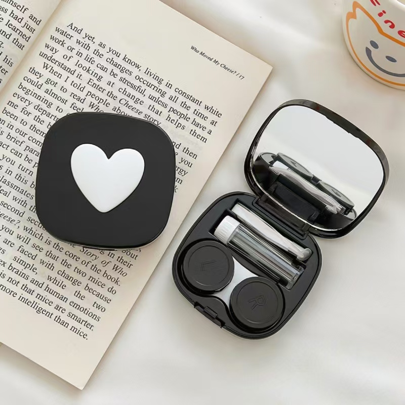 거울이있는 하트 콘택트 렌즈 케이스 미니 러블리 아이  - Lens Case Pouch 리뷰 및 가격