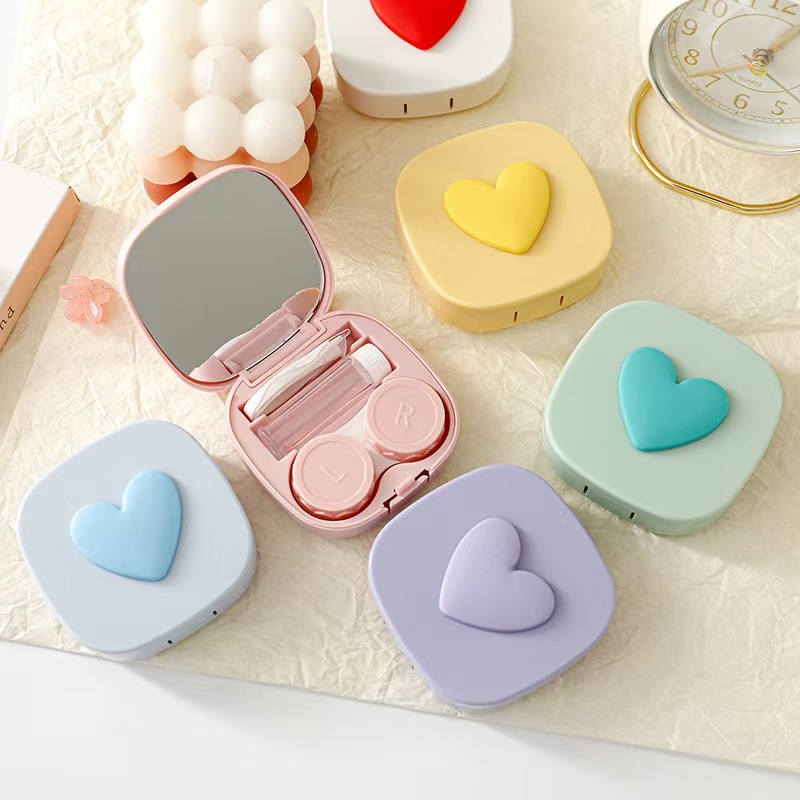 거울이있는 하트 콘택트 렌즈 케이스 미니 러블리 아이  - Lens Case Pouch 리뷰 및 가격