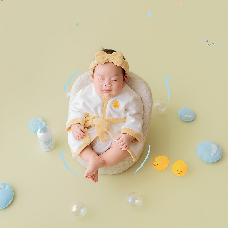 거품 목욕 욕조 테마 신생아 사진 소품 노란색 헤어밴드 - Photography Yellow 리뷰 및 가격